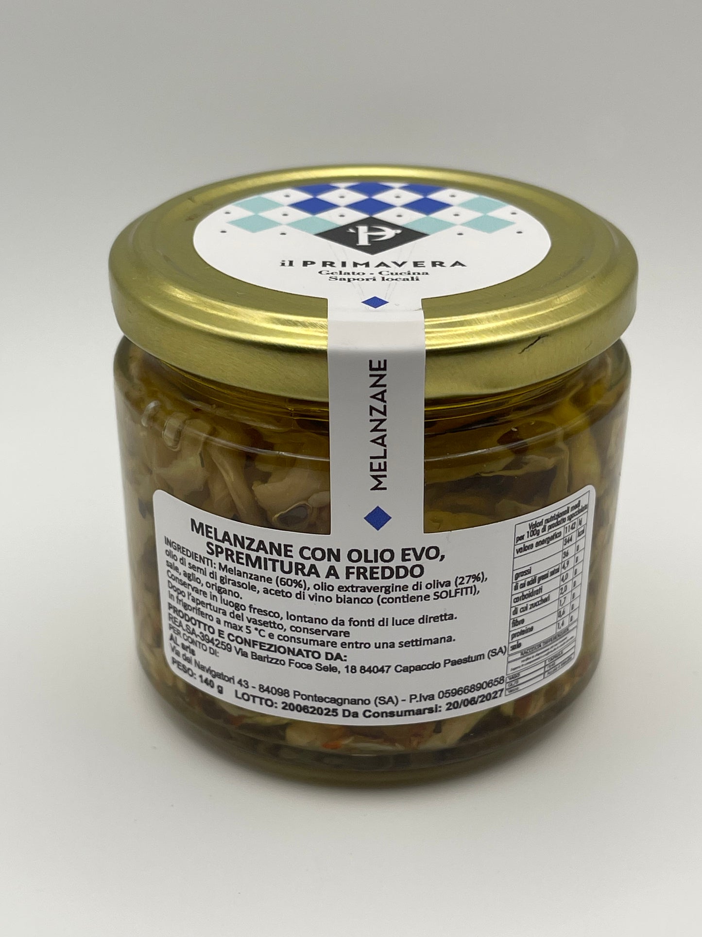 Melanzane con olio evo, Vasetto sott'olio