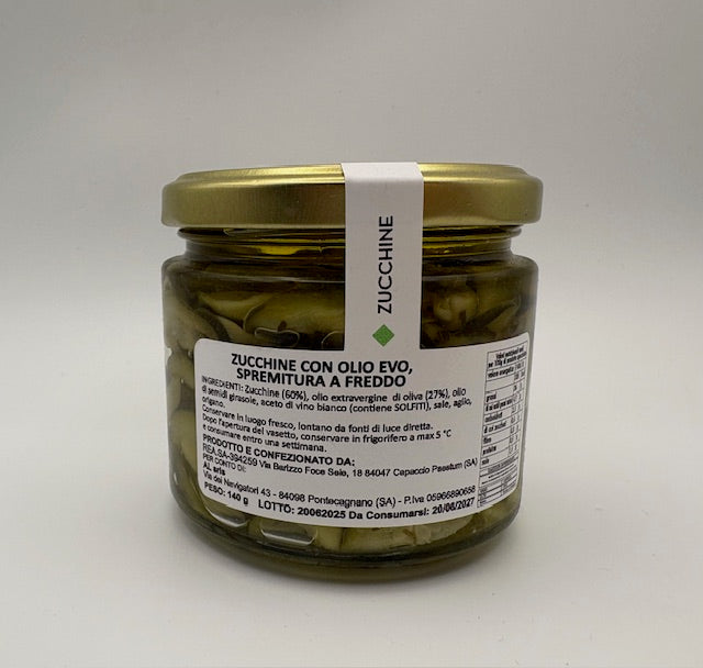 Zucchine con olio evo,Vasetto sott'olio